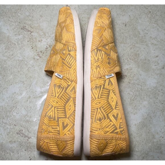Toms Womens Yellow Embroidered Semi-sheer Slip-On Shoes Casual Boho Cottagecore - Picture 10 of 10
